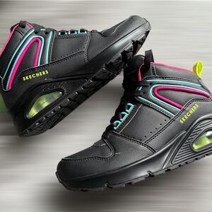 Skechers Black Sneakers with Neon Highlights